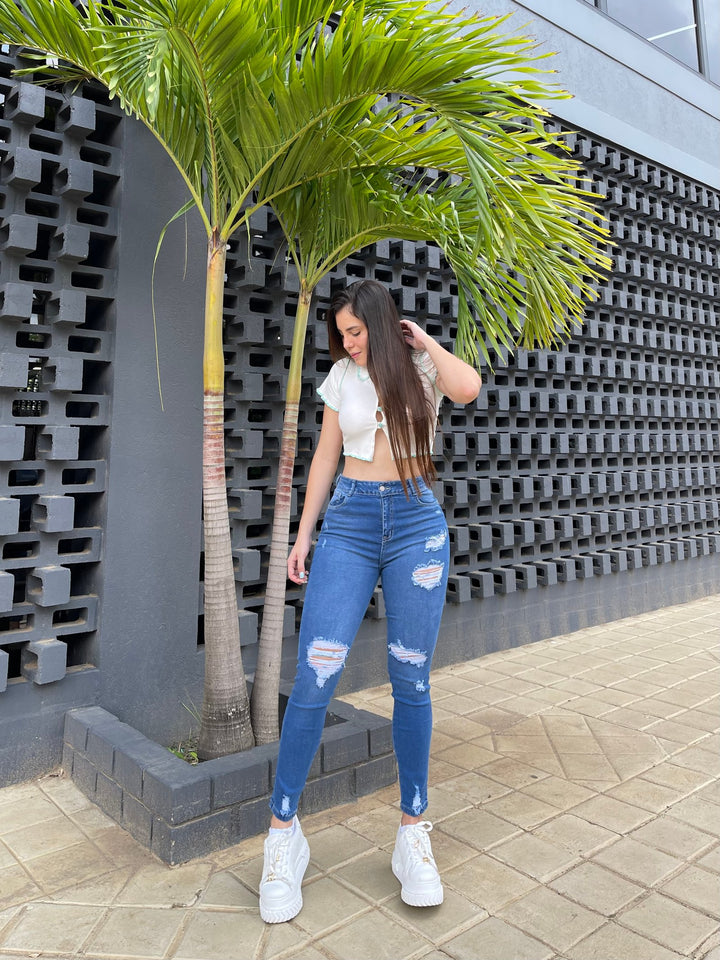 SKINNY JEAN AZUL ROTOS