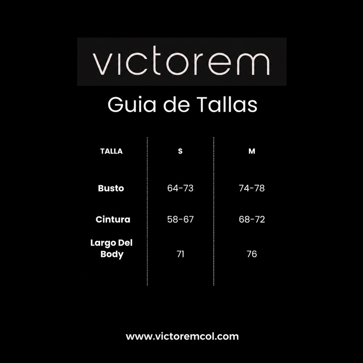 Guía de tallas de BODY GEMMA