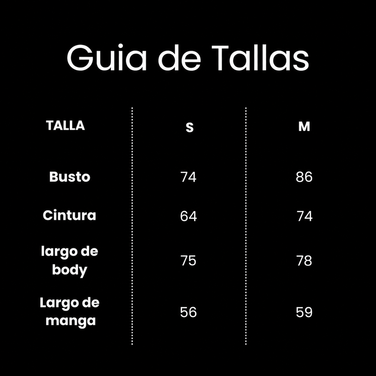 Guía de tallas de BODY LEDA