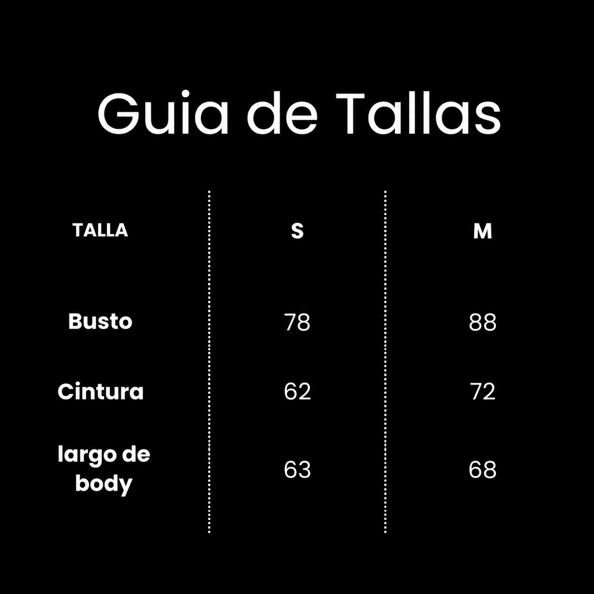 Guía de tallas de BODY THALIA