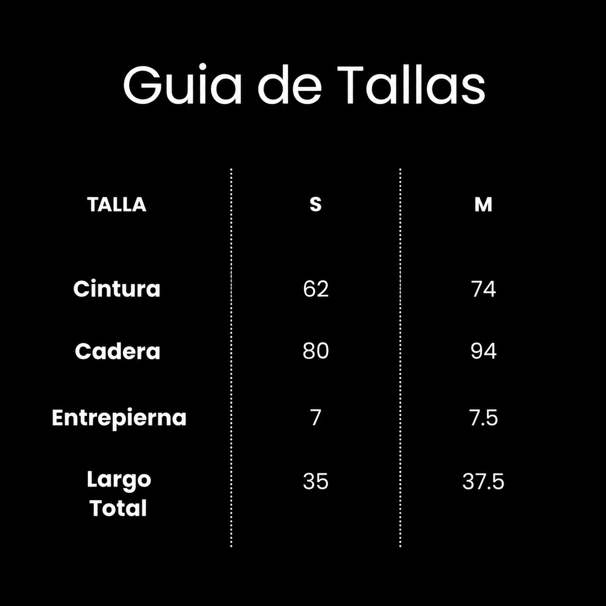 Guía de tallas de SHORT DANNA