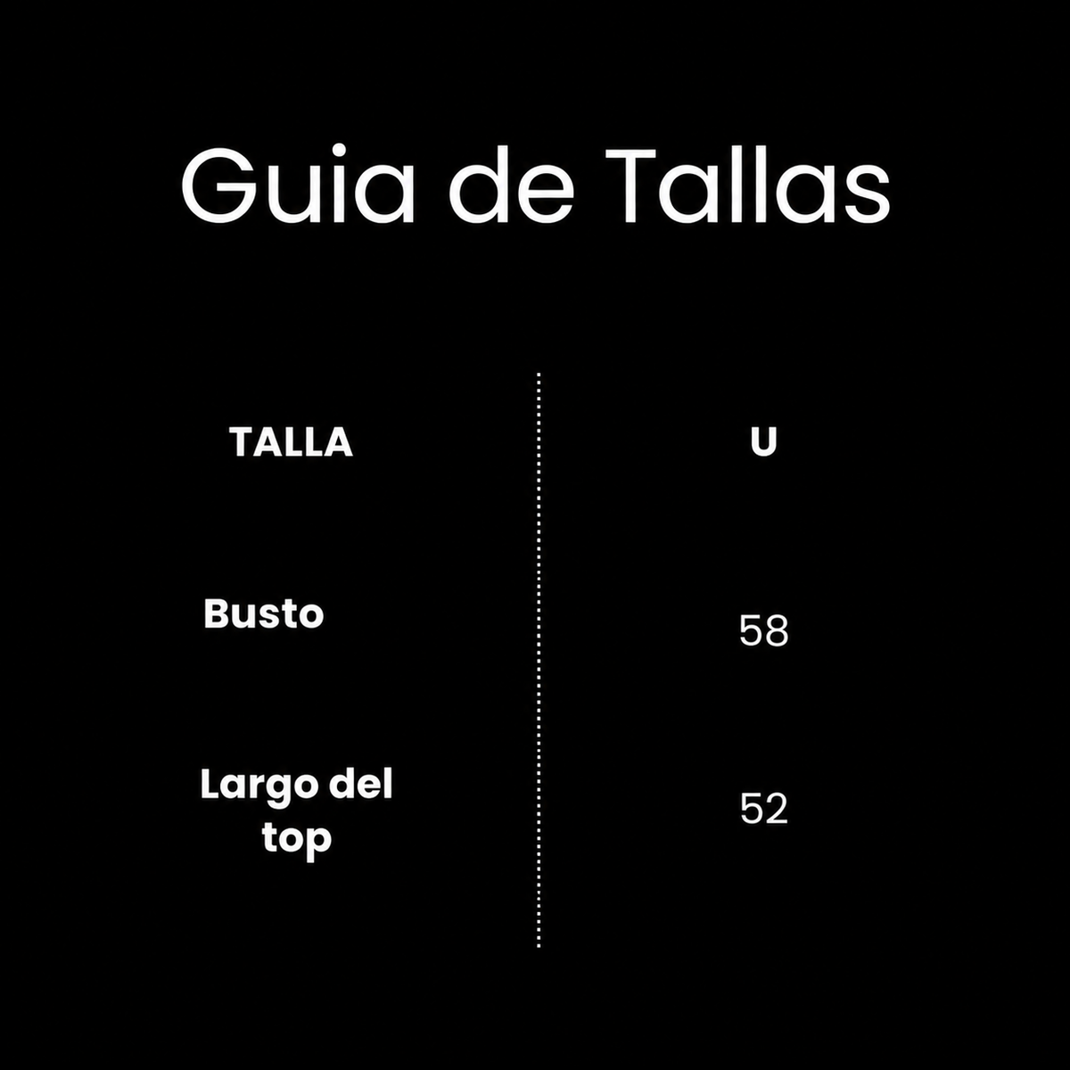 Guía de tallas de TOP AMARA